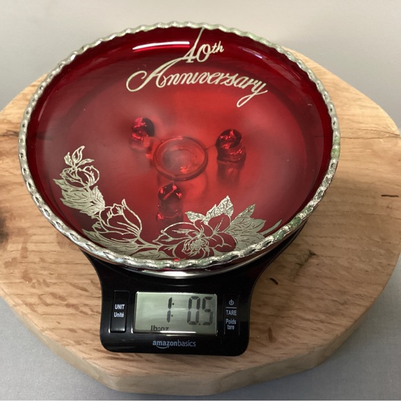 Vintage - Ruby Red Bon Bon Dish - 40th Anniversary - Trimmed out in Silver - Picture 7 of 7